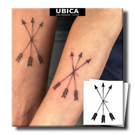 Tattoo Tech, 2 Sheets Small Semi Permanent Tattoo, Lasts 7-15 Days Temporary Tattoos(Arrow), Waterproof and Non-Reflective, for Arms, Chest.