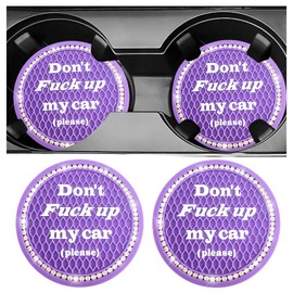 NYTKL 2 PCS Bling Car Cup Coasters, 2.75 Inch Non-Slip Crystal Rhinestone Car Cup Holder Insert Coaster, Universal Car Drink Mat for Women Men, Vehicle Interior Accessories (Purple)