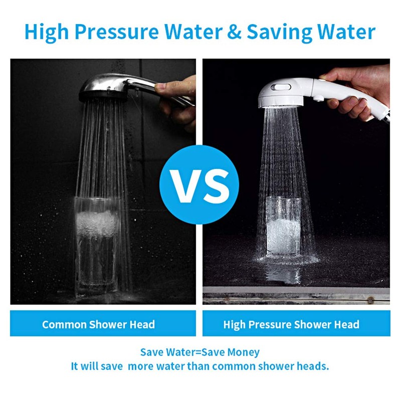 KAIYING Drill-Free High Pressure Handheld Shower Head with ON/OFF Pause