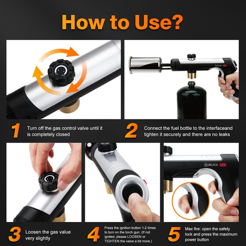 KELIN Propane Torch with One-Touch Max Fire & Kitchen Thermometer