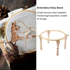 Adjustable Embroidery Table Stand, Portable Embroidery Hoop Holder with 4 Legs, Wooden Cross Stitch Hoop Stand, Lap Stand Embroidery Hoop Frame Rack Set