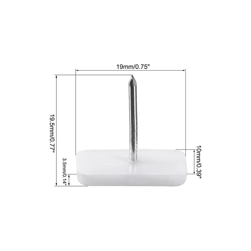 uxcell Furniture Feet Nail Plastic Glide Nails Square Glide Nails