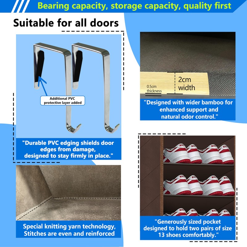 Over The Door Shoe Organizer, 70 Pounds Large Capacity, 20-30-Pair