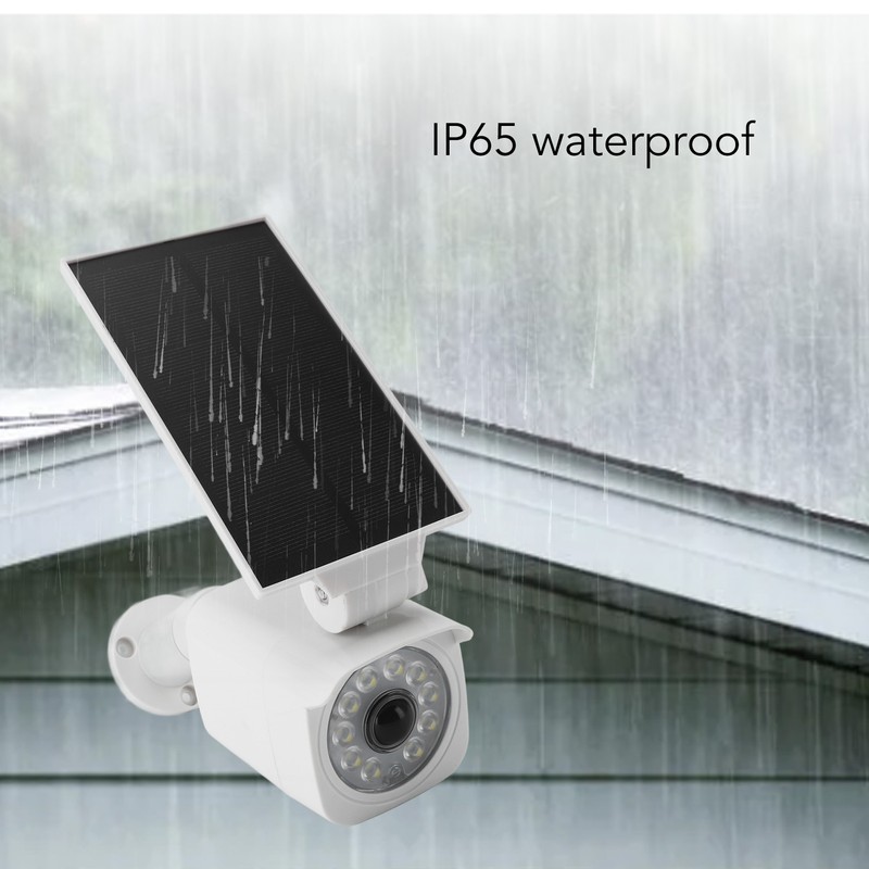 Solar Powered Fake Security Camera with Light IP65 Waterproof Simulated