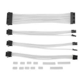 4pcs Motherboard CPU Graphics Card Extension Cord Professional High Conductivity Nylon Woven Replacement CPU Extension Cable White