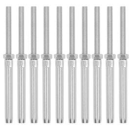 EVTSCAN 10Pcs 316 Stainless Steel Thread Swage Lag Screw Kit, for 1/8 inch Wire Rope DIY Cable Railing, for Wood Post, Deck, Staircase