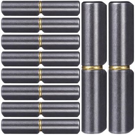 HINZIC 10 Pcs Weldable Barrel Hinges, 2-1/2" Long 3/8" Diameter, Heavy Duty Carbon Steel Gate Hinges Weld On, Detachable Door Hinge for Metal Swing Door, Trailer Ramp, Glass Door Hinge Pin OD 1/4"