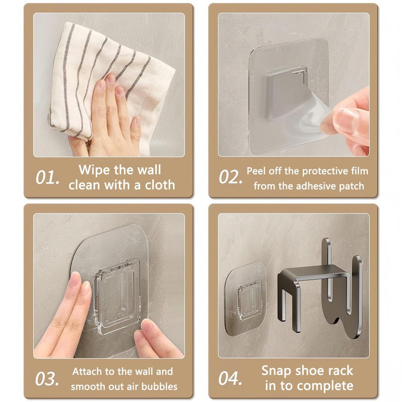 4 Pack No-Drill RV Shoe Rack - Over Door/Wall-Mounted Shelf,