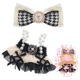 Clothing for 17 cm Plush, Cute Plush Dolls Clothes, 17 cm Large Doll Clothes, Hairpin with Bow + Braces Skirt, Doll Not Included