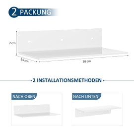 Sezanrpt 30 cm White Acrylic Wall Shelves, Set of 2, White Floating Shelf, Wall Mounted Shelves for Funko Pop Shelves, Smart Speakers, Plants, Picture Frame, Digital Clock