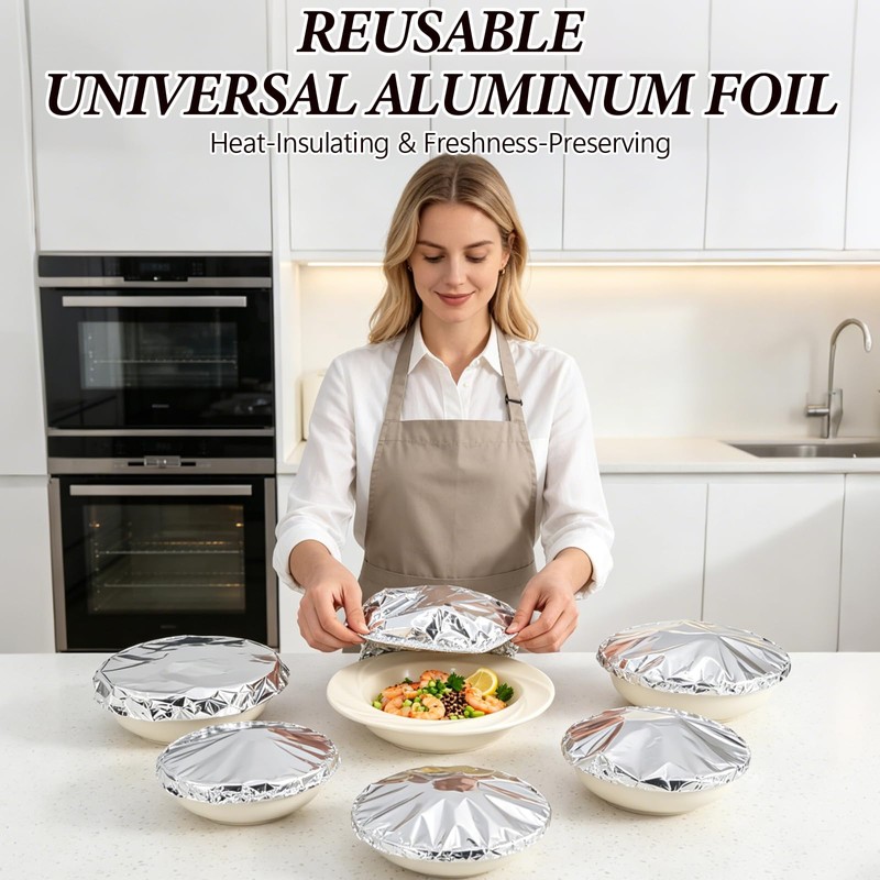 90PCS Reusable Aluminum Foil Food Covers, Universal Fresh Keeping and