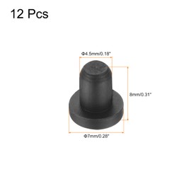 uxcell High Temp Silicone Plug Mount Dia 4.5mm/0.18 inch t Shaped Rubber Stopper Hole Plugs for Powder Coating Plating Waterproof Plugs Sealing Plugs Black Pack of 12(OD 7mm)