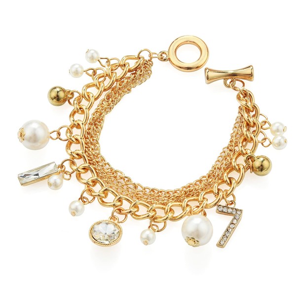 Jokimu Gold Tone Chain Inspired Charm Lucky Bracelet for Women