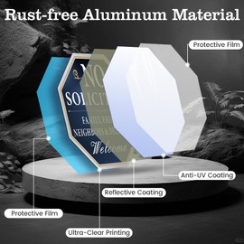 Qimshemi No Soliciting Sign for House with Stake, 10 x 10 Inches No Soliciting Yard Sign with 28 Inch Long Stake, Metal Aluminum No Soliciting Signs for Home, Polite No Soliciting Sign for House Funny