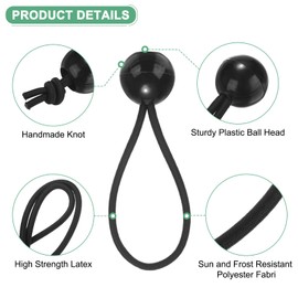 M METERXITY 50-Pack Ball Bungee Cords, 4 Inch High Elastic Canopy Tarp Tie Down Bungee Balls for Camping/Tent/Cargo Holding Wire Hoses/Patio Umbrellas/Shelter [Black]