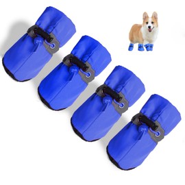 Dog Boots, 4pcs Non-Slip Dog Shoes, Dog Boots Paw Protector, Boots Water-Resistant Protective (Blue, 4)