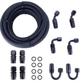 Yaegoo 3/8 6AN 20FT Fuel Line Kit, Nylon Stainless Steel Braided Fuel Line Hose Fitting Kit with 10pcs Swivel Fitting Adapter