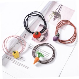 BIUDECO 10pcs Elastic Hair Ties Creative Vegetable Design Simple Hair Bands for Everyday Use for Girls and Women Easy to Outfits Random Style