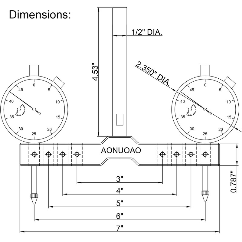 AONUOAO 1/2" Shank Precision Spindle Square Tramming Tool with Dual