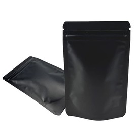 WACCOMT Pack Pack of 50 Stand Up Mat Aluminium Foil Zip Bags Storage Bag for Food Odour-Proof Long Term Storage (11 x 16 cm (4.3 x 6.3 inches), Black)
