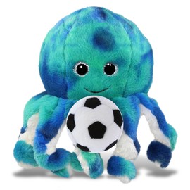 DolliBu Blue Tie-Dye Octopus Stuffed Animal with Soccer Ball Plush - Soft Huggable Octopus Playtime Plush Toy, Cute Ocean Life Gift, Super Soft Plush Doll Animal Toy for Kids, Adults - 10 Inches