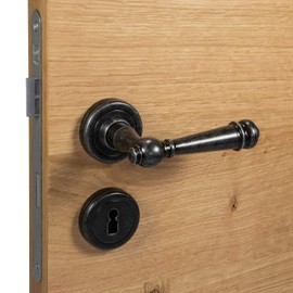 Designer Door Handle Set Vintage | 1 Piece Door Fitting Antique Wrought Iron Door Handle Room Doors - SILVRETTA-R | BB - Deadlock | Door Handle Black Coated | Door Handles in Country House Style with