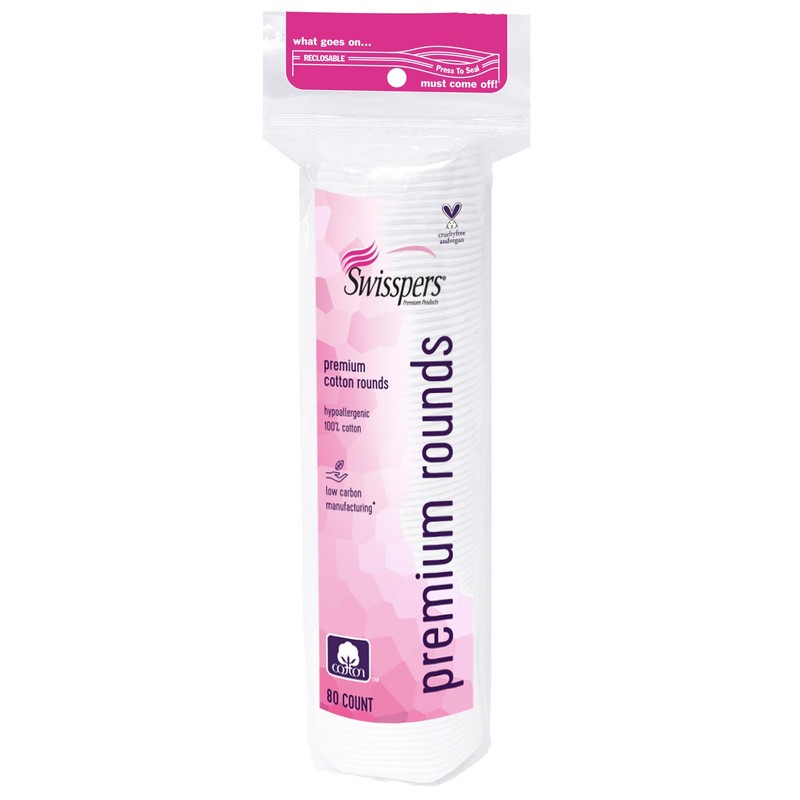 Swisspers Premium 100% Cotton Rounds, Hypoallergenic, 240 Count