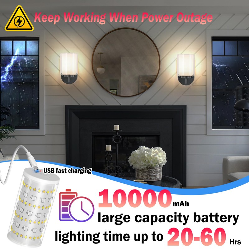 Nekhung Battery Operated Wall Sconce Set of 2, Wireless Wall