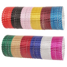 NEW! Touchstone Indian Bollywood Exclusive Handcrafted Zigzag Pattern 12 Vibrant Mixed Rainbow Multicolor Wrist Enhancer Designer Jewelry Bracelets Bangle. Set Of 144. For Women.