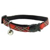Red Tartan Cat Kitten Safety Clip Collar with Bell