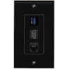 Wall Plate City 3 Port CAT6 HD USB-3 Wall Plate Black DecorZ