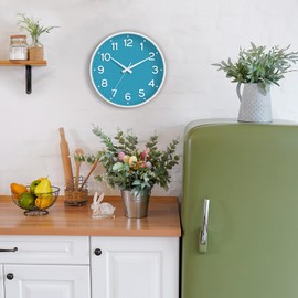 Roymnie Wall Clock, 10 Inch Silent Wall Clocks Battery Operated-Modern Non Ticking Analog Clock Decorative for Kitchen Bedroom Office Bathroom(Blue)