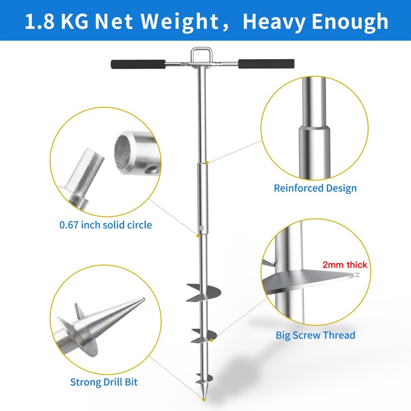 itayak Boat Sand Anchor, 34Inch Length 316 Stainless Steel Screw
