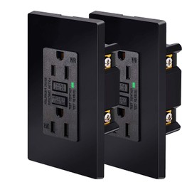 Nineleaf Black GFCI Outlet 15Amp 2PK,Black Outlets Receptacles,GFI Electrical Outlet with LED Indicator,Weather Resistant WR,Ground Fault Circuit Interrupters,120V,Wall Plates and Screws Included,ETL