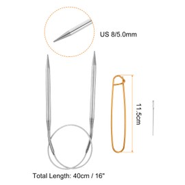 HARFINGTON Circular Knitting Needles 16" Stainless Steel Set US 8/5.0mm Knitting Needles 4.13" with Knitting Stitch Holder for Fast Knitting Tip to Tip Sweater Scarves Necklaces