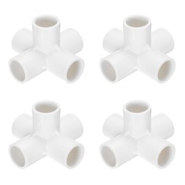 QUARKZMAN 4 Stück 5 Wege PVC Rohrverbindungsstücke 3/4" Ellbogenrohrverbinder Möbelbauqualität 90-Grad-Rohrkupplung Ellbogenverbindungen für Abwasserrohrinstallationen Garten, Weiß