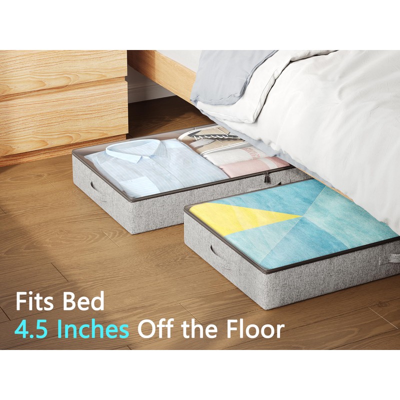 TidyCorner 2-Pack Under Bed Storage Containers, 4.5 Inches Tall Low
