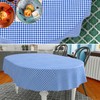 Fabric Tablecloth Washable Table Linen Tablecloth Cotton Polyester Vichy Blue
