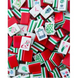 Wholesale  Red Christmas Acrylic Engraved 4 Layer 160 Custom Luxury Sunday Travel Set America Mahjong TilesSize: 1.26*0.95*0.63, Color: Red