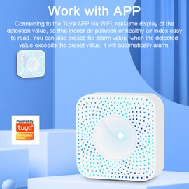 Nurdo Tuya WiFi Intelligent Air Quality Monitor 6-in-1 Air Housekeeper PM2.5/Formaldehyde/VOC/CO2/Temperature/Humidity Detector Compatible with Alexa Google Home for Home Office