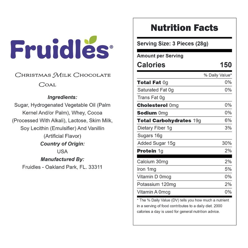Fruidles Christmas Coal Chocolate Milk Double Crispy Coal, Party Bag