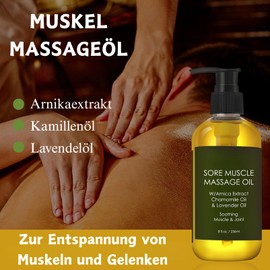 Arnica Massage Oil, Body Oil with Arnica, Lavender & Chamomile - Massage Oil Body for Body Massage, Massage Oil Lavender for Muscle & Joint Relaxation, Moisture & Care, For All Skin Types, 236 ml