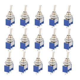 CESFONJER 15pcs SPDT Mini Micro Toggle Switch, On/On 3 Pin 2 Position Miniature Toggle Switch AC 125V/6A
