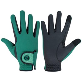 eGlove - eQUEST GripPro X-LITE Horse Riding Gloves - Lightweight, Breathable, Grippy Non-Slip Material - Comfort Mesh Back - Touchscreen Gloves (ALPINE GREEN - GLITTER CUFF, XS)