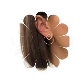 TseenYi Boho Crystal Circle Ear Jacket Earrings Vintage CZ Hollow Circles Earrings Geometric Circle Jacket Earrings Gold Circle Front Back Earrings Jewellery for Women and Girls, Alloy Steel