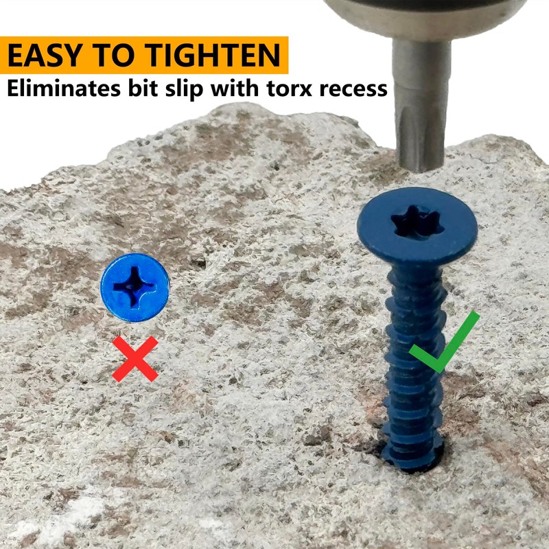 Allkeen 3/16" x 1-1/4" Torx Head Concrete Screws for Anchoring