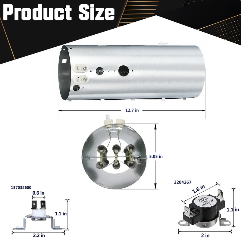 137114000 Dryer Heating Element Assembly Replacement Kit Replaces AP4456656, PS2367792,
