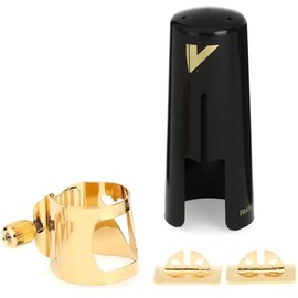Vandoren LC07P Optimum Ligature and Plastic Cap for Alto Saxophone Gilded with 3 Interchangeable Pressure Plates, Black