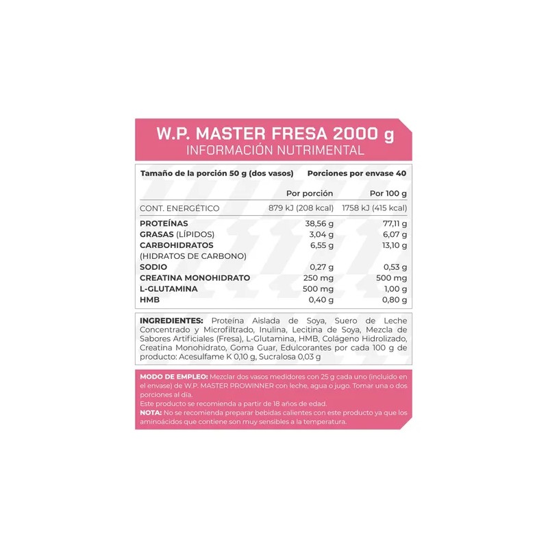 Suplemento Wp Master (2 Kg) - Prowinner Sabor Fresa
