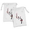 Lunarable Nature Fabric Pouch Set of 2, Bird on Cherry